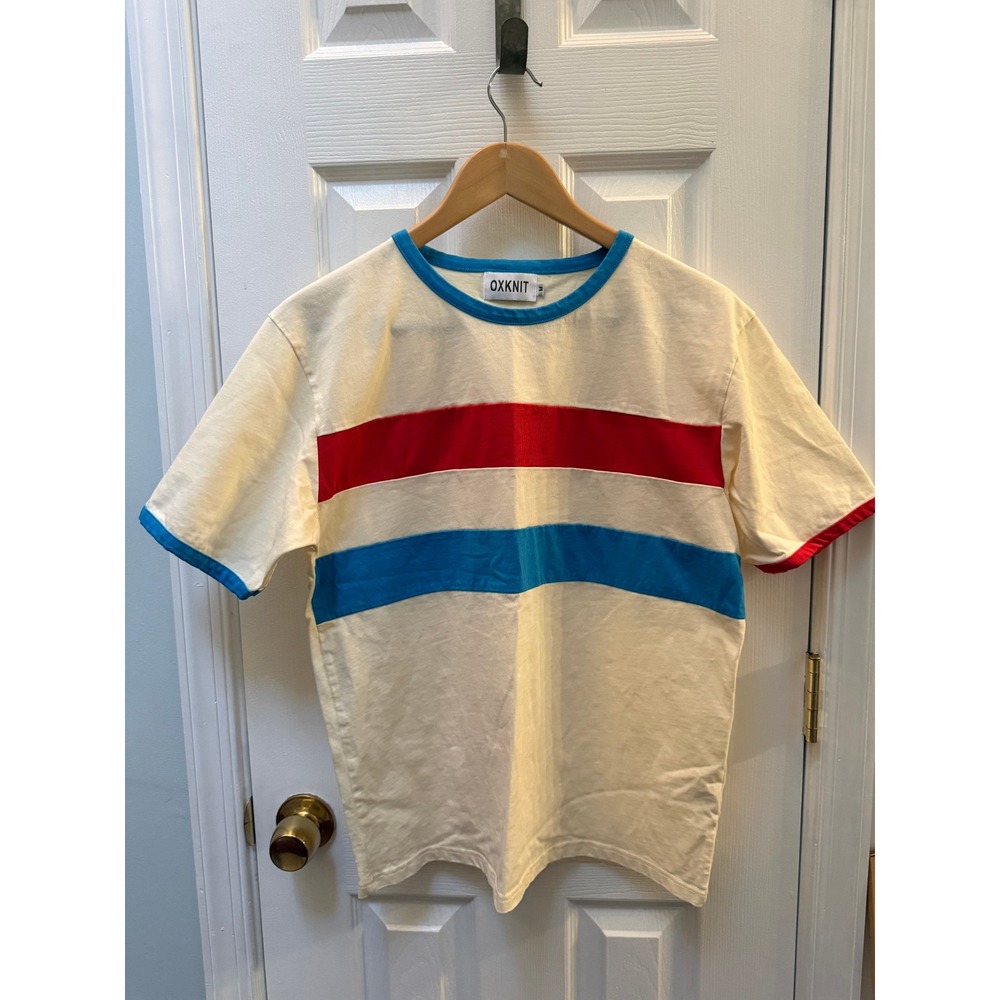 Oxknit Mens Striped Ringer T-Shirt 60's 70's Retro Cotton Short Sleeve Size M